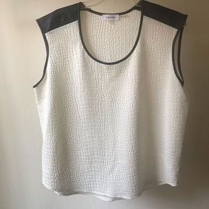 Calvin Klein faux leather shell sleeveless tank